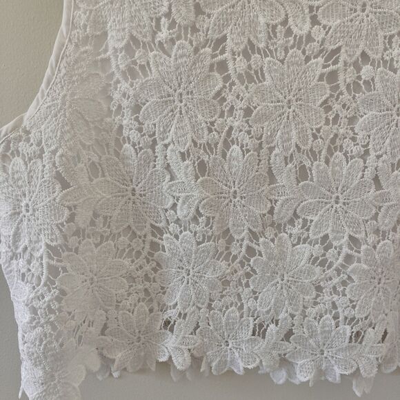 SHEIN VCAY Solid Guipure White Lace Blouse - XL - Picture 10 of 14